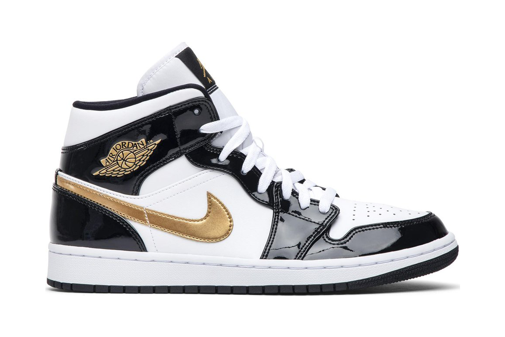 air jordan 1 mid patent ‘black gold’ replica