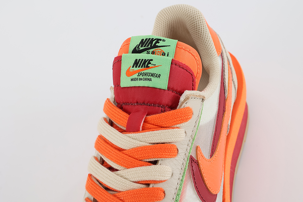 sacai x clot x nk ldwaffle ‘net orange blaze’ replica
