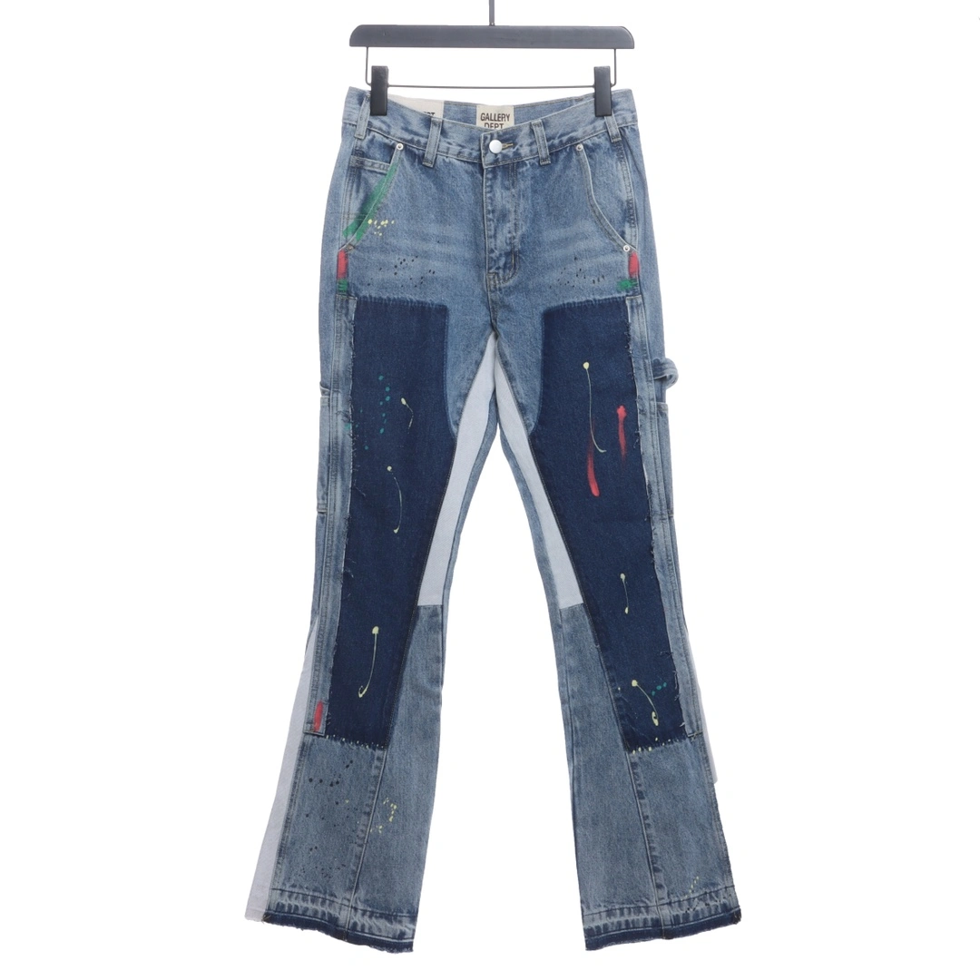 ink splicing collision denim pants