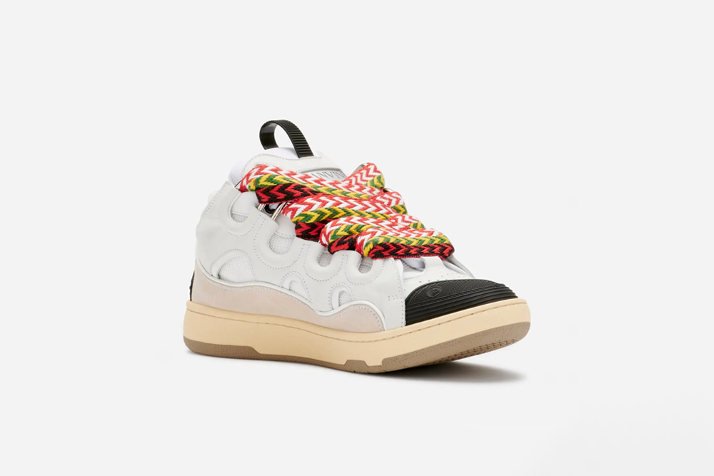 lanvin curb leather and glitter sneakers ‘white’ reps