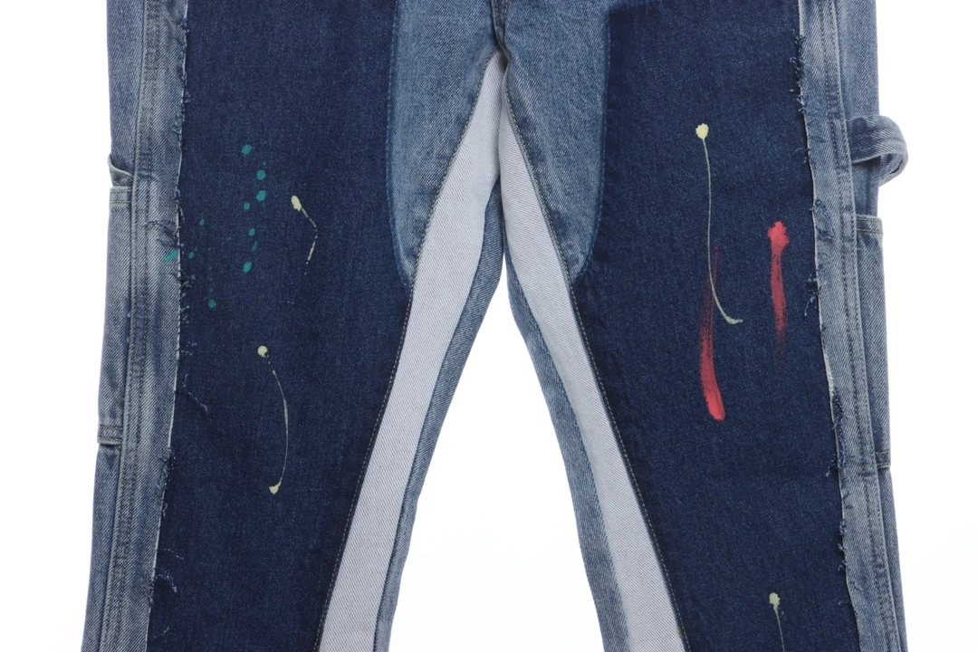 ink splicing collision denim pants