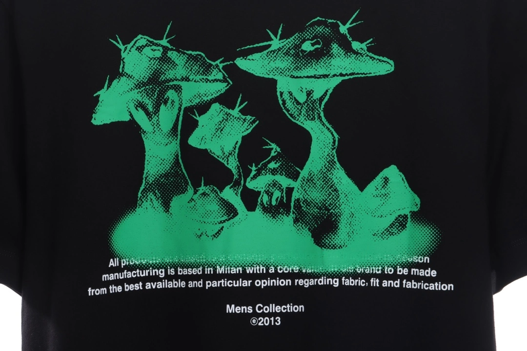green mushroom print t-shirts