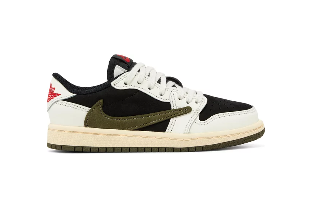 travis scott x air jordan 1 low og ps ‘olive’ (child) replica