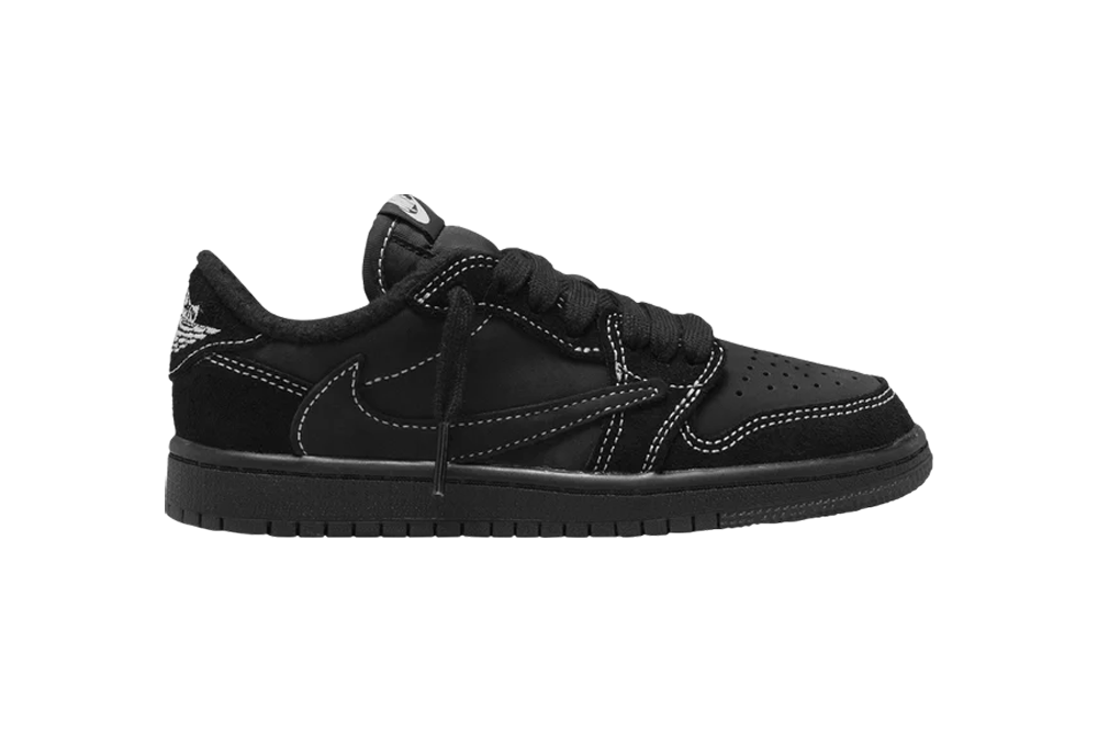 travis scott x air jordan 1 low og sp ps ‘black phantom’ (child) replica
