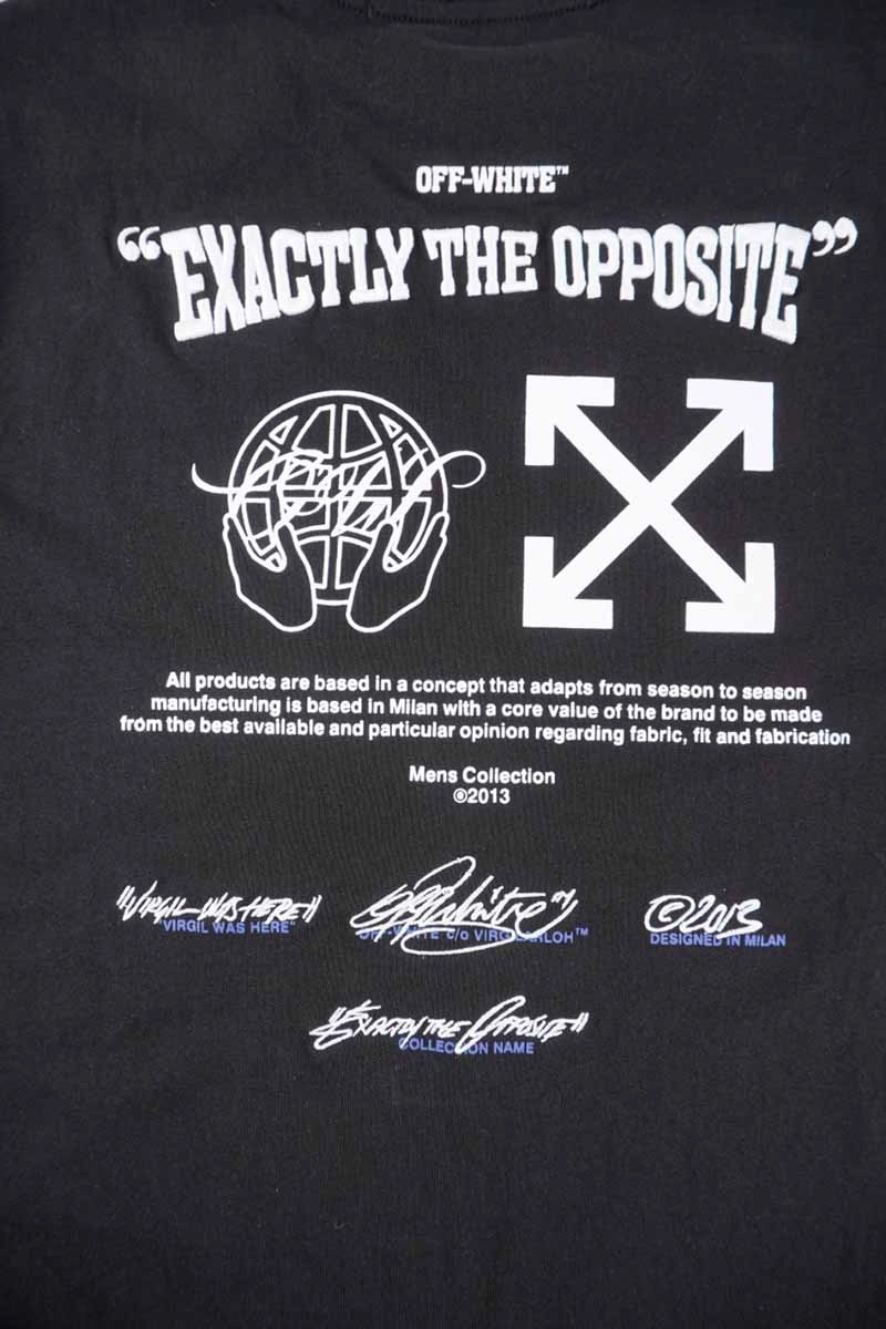 off-white blue arrow letter embroidery t-shirt