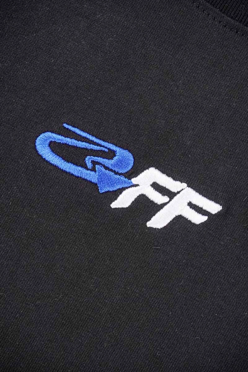 off-white blue arrow letter embroidery t-shirt