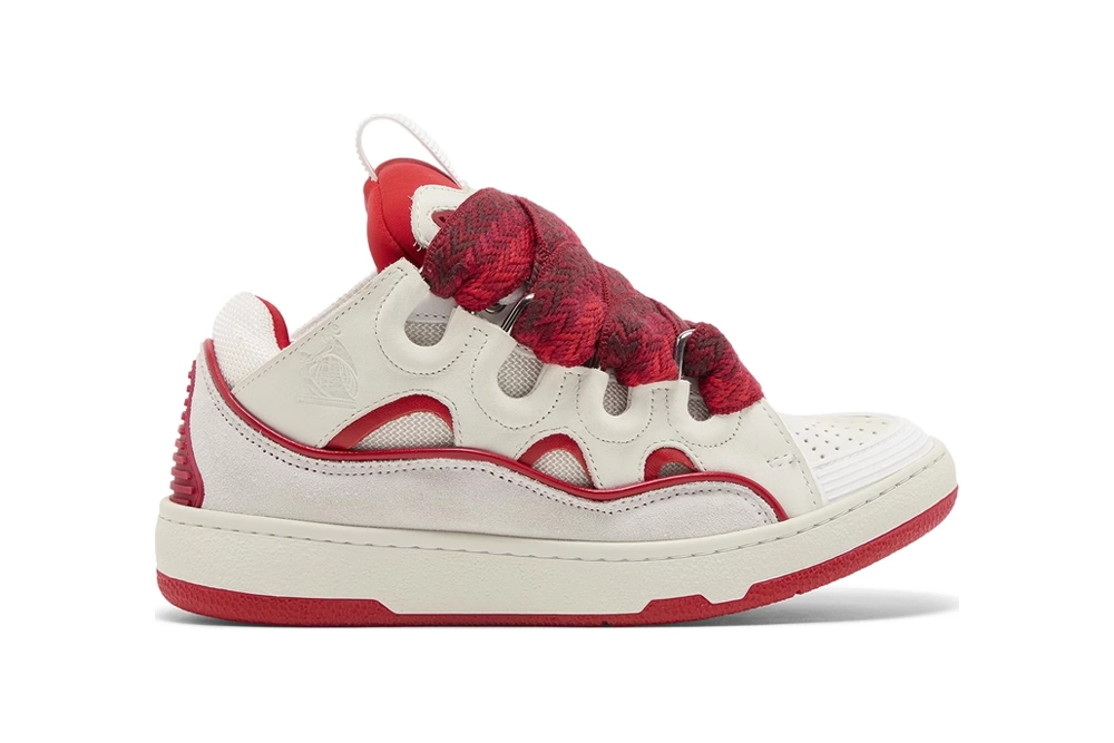 lanvin curb sneakers white & red
