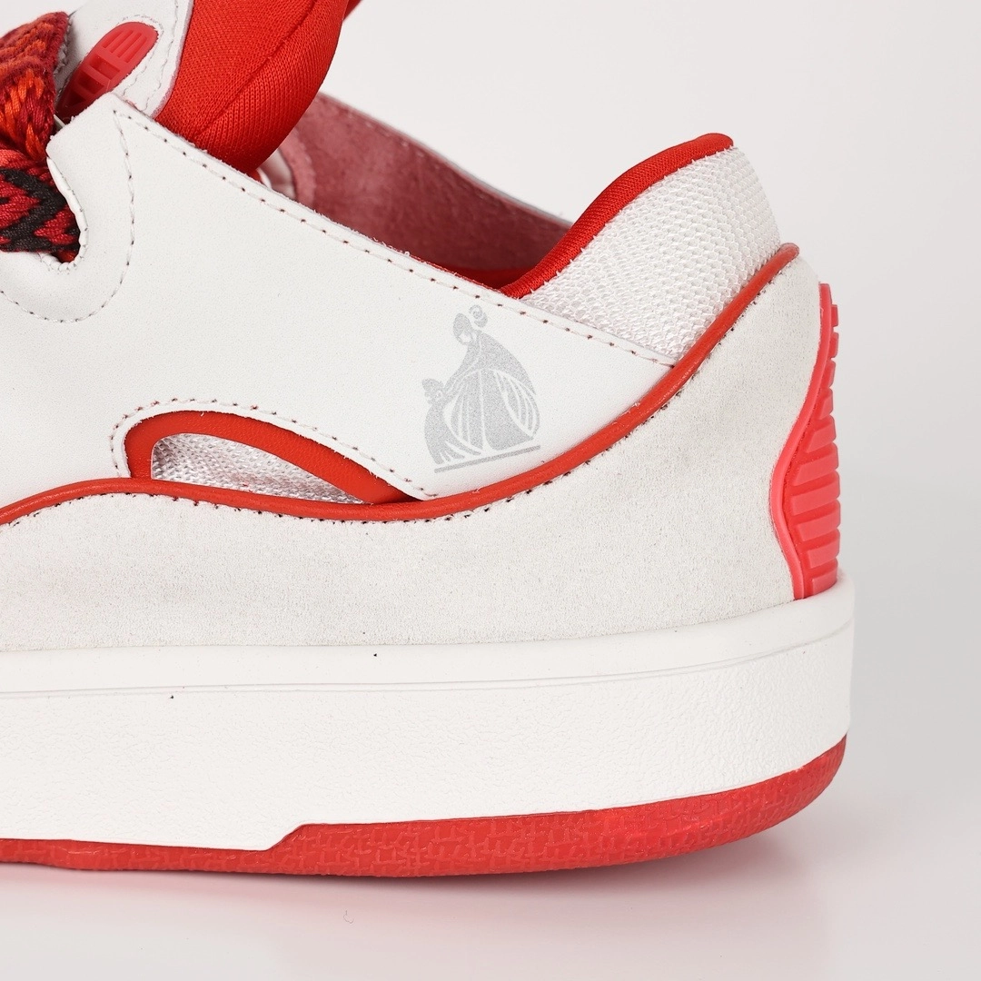 lanvin curb sneakers white & red