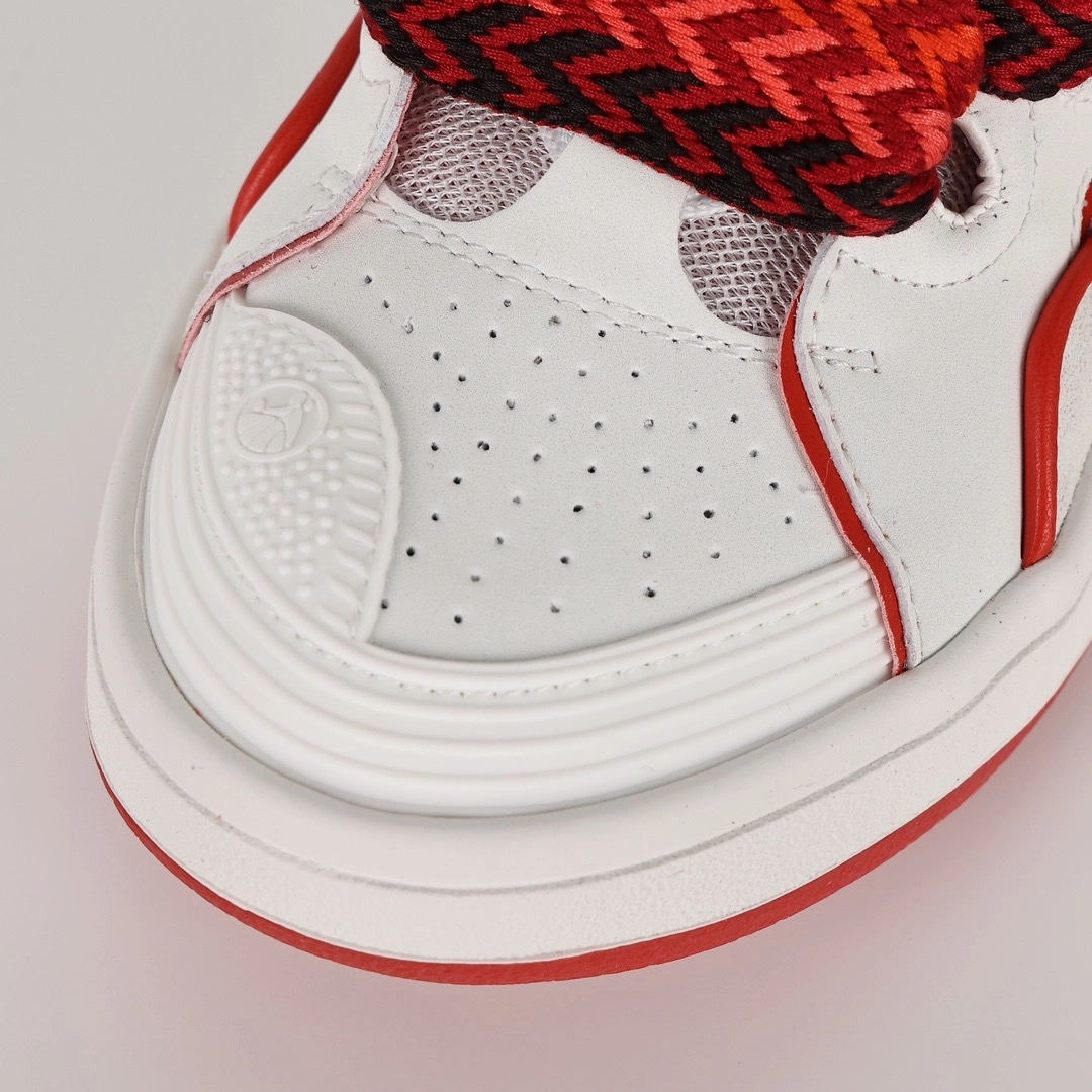 lanvin curb sneakers white & red