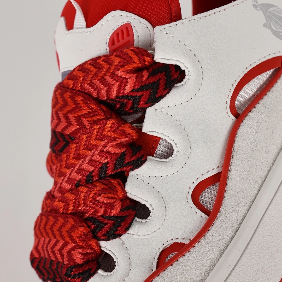 lanvin curb sneakers white & red