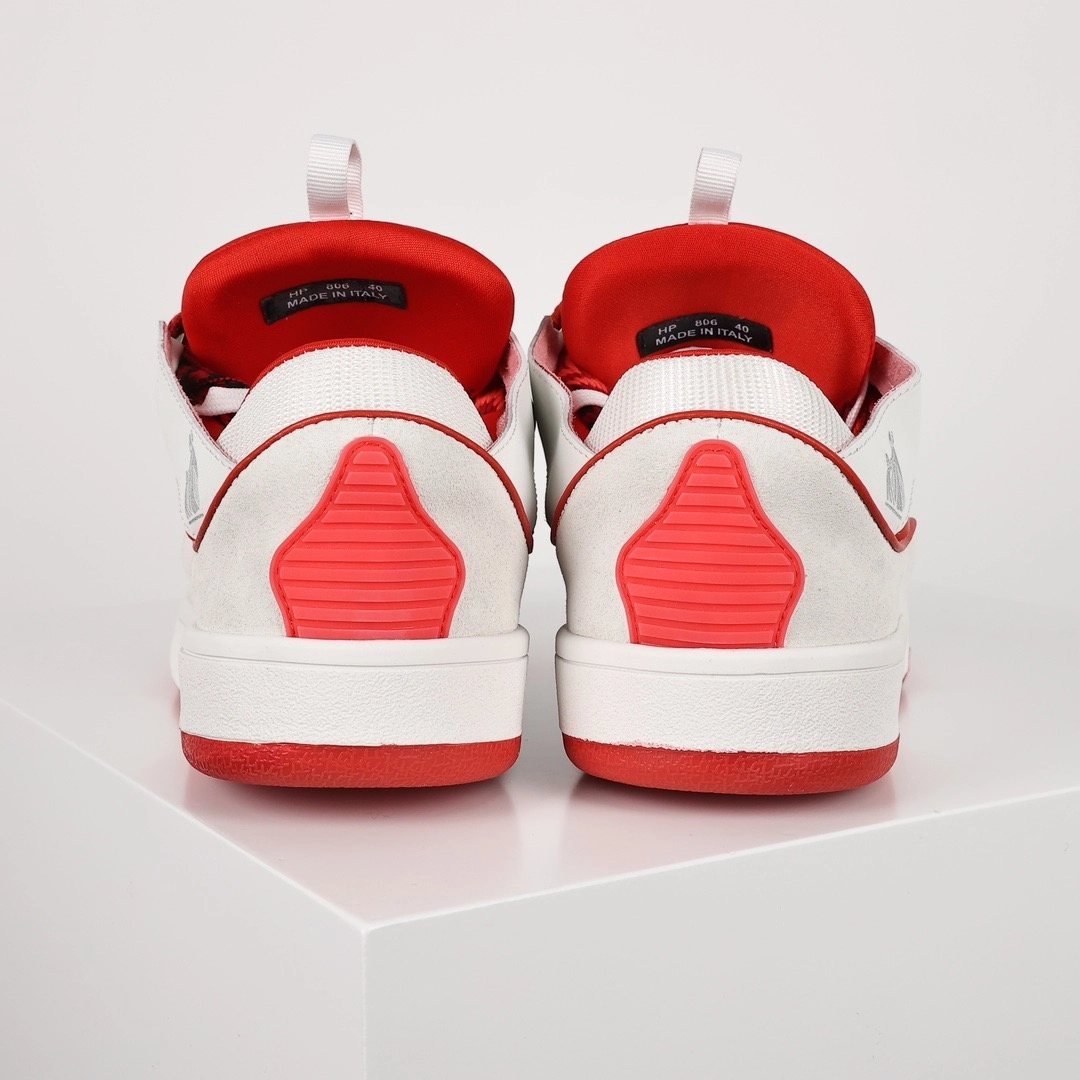 lanvin curb sneakers white & red