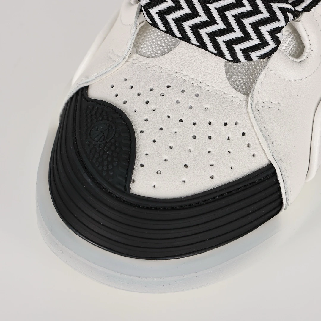 lanvin leather curb sneaker white